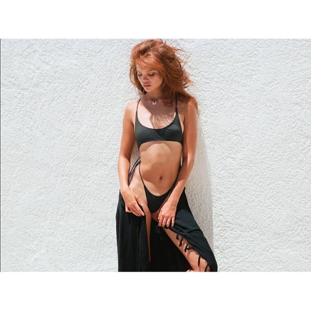 💕MINIMALE ANIMALE💕 Solitude Bikini Top ~ Bronzing Collection Black Small S NWT